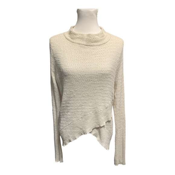 Free People Mock Neck Linen Blend Top Size L - Picture 1 of 5